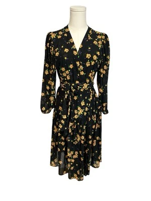 Vestido Cabi The Debut Fiesta Floral Negro Envolvente Vestido Corto Carrera Talla S Foto 1 de 4