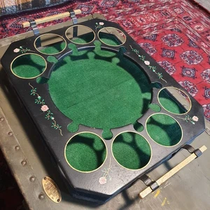 Bandeja para servir barra pintada estilo toleware vintage 4 tazas vasos con tallo jarra - Imagen 1 de 9