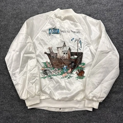 Chaqueta de satén religiosa vintage Arca de Noé Jesús L Foto 1 de 4
