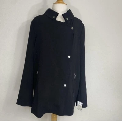 Nuevo con etiquetas Nuevo Joan Vass Studio Mujer Negro Botón Expuesto Cremallera Chaqueta XL Exterior Foto 1 de 4