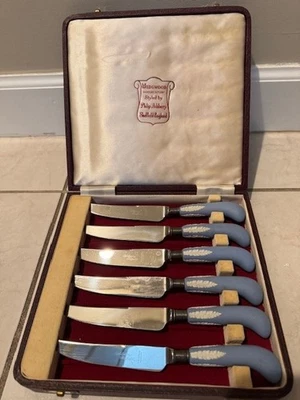 Juego de 6 cuchillos de jaspe Wedgwood con estuche - Philip Ashberry Sheffield Foto 1 de 4