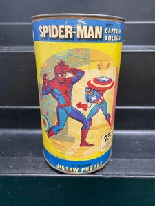 Vintage 1974 HG Toys Spider-Man Captain America 75 Stck. 12 Zoll rundes Puzzle - Bild 1 von 11