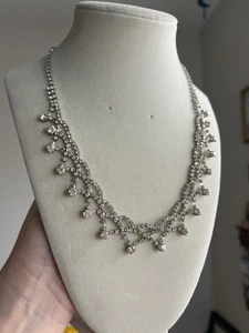 Encantador Collar Charlie Bling Tono Plata Metal Cristal Estrás Regal - Imagen 1 de 5