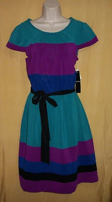 Chetta B Mujer Multi Azul Verde Morado Negro 2 Piezas Vestido Gorra Cinturón SS 10 $138 Foto 1 de 4