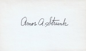 Amos Strunk 1908 Athletics Baseball Signed 3x5 Index Card Deceased 1979