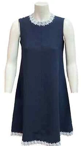 Nanette Lepore A-line shift Sleeveless Lace Dress Navy & White 10 - Picture 1 of 19