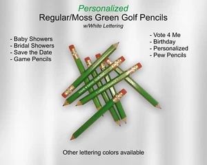 Moss Green, Mini Golf Pencils, Bridal Shower, Baby Shower, Save The Date - Picture 1 of 5