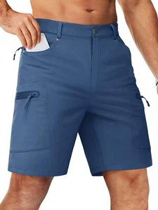 TACVASEN Men's Hiking Cargo Shorts 10" with Zipper Pockets 38, Blue Gray - Picture 1 of 6