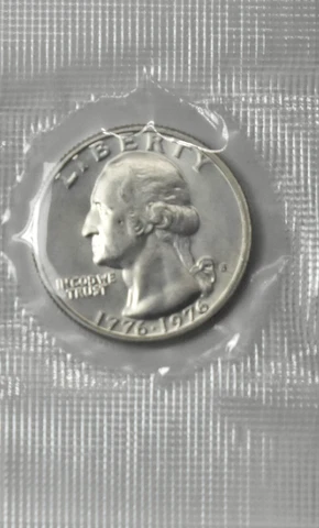 1976-S Silver Washington Quarter Bicentennial 40% Silver B.U Cover