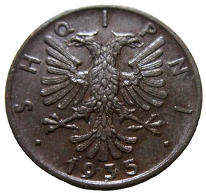 KINGDOM OF ALBANIA. 1 QINDAR, 1935 R. - Picture 1 of 2