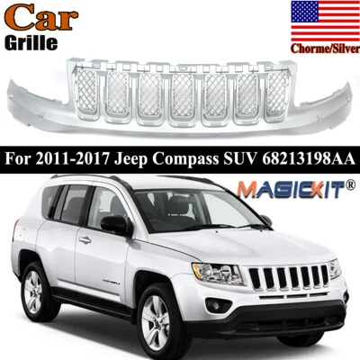 For Jeep Compass 2011-17 Front Upper Hood Grille Insert Mesh Replacement Chorme - Image 1 of 4