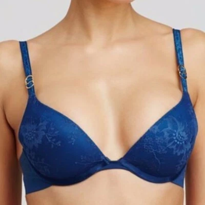 Sujetador floral Stella McCartney para mujer 34D de encaje azul marino real S93-109 Foto 1 de 4