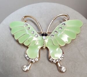 Vintage Light Green Butterfly Brooch