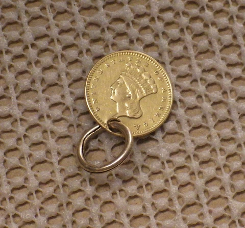 1873 )ne Dollar Gold Holed with Bail Loop Cover