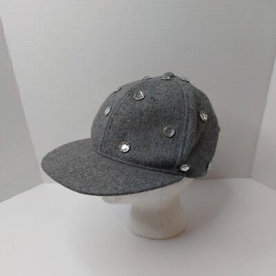 Victorias Secret PINK Wool Snap Back Hat Gray Jeweled Rhinestone Bling Cap — 第 1/4 张图片