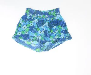 Urban Outfitters Womens Blue Floral Viscose Blend Paperbag Shorts Size M Reg - Picture 1 of 10