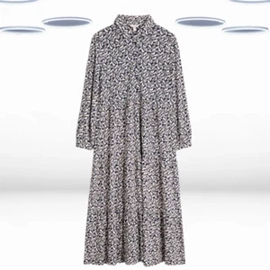 Ex Seasalt Women's Long Sleeve Organic Cotton Jersey Tiered Dress in Navy Leaf - Picture 1 of 3