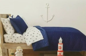 Pillowfort Navy Blue Triangle Stitch Full / Queen Quilt NIP - Picture 1 of 6