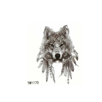 JUSTFOX Temporary Tattoo Wolf Design Temporary Adhesive Tattoo Body Art