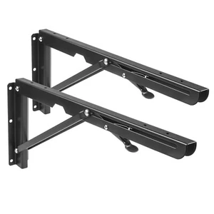 2X Plegable Ángulo Triángulo Soporte De Estante Pared Trípode Negro Hasta 50kg - Imagen 1 de 12