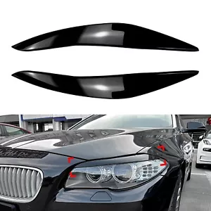 Headlight Eyelid Eyebrow Trim For BMW 5 Series F10 F11 2011-2014 Gloss Black - Picture 1 of 9