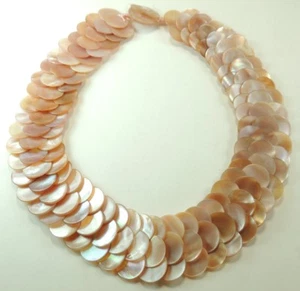 Statement Exotic Pink Mother of Pearl Necklace Handcrafted Bride Mother of Bride - Picture 1 of 2