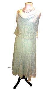 Minosa Petite Aqua Silk Floral Beaded Midi Asymmetric Layer Flare Dress Size18👗 - Picture 1 of 14