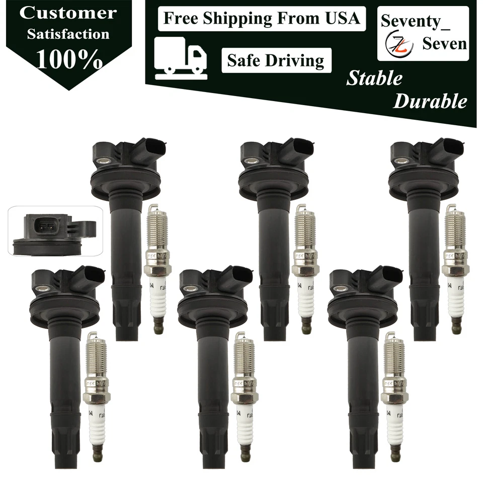 Bobina de encendido y bujía de iridio UF553 6 piezas para Mazda CX-9 2008-2015 3,7 L Foto 1 de 4