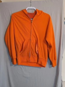 *Sehr distressed* Markenlos 70er Jahre Blaze Orange leichtes Kapuzenpullover 38" Brustumfang - Bild 1 von 7