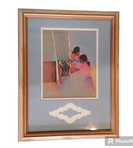 Stampa cornice artistica Amado Pena arte nativi americani tessitura occidentale telaio incorniciato 18x14 - Foto 1 di 5