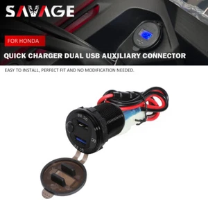 Cargador rápido doble USB conector auxiliar enchufe cargador rápido 3.0 para HONDA NX500 2024 2025 - Imagen 1 de 10