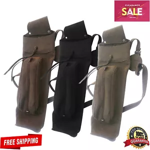 Traditional Suede Amara Leather Back Arrow Quiver with Front Large Zipper Pocket - Picture 1 of 10