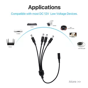 ZOSI 1 Female to 4 Male Power Splitter 5.5x2.1mm Cable Adapter for CCTV Camera - Picture 1 of 8