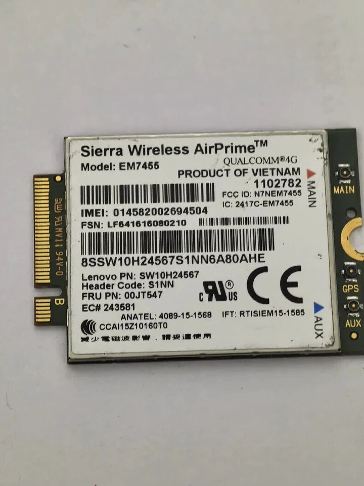 Genuine Lenovo Yoga X260 EM7455 Sierra Wireless AirPrime Card Module Qualcomm 4G - image 1 of 1