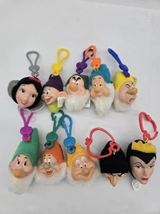 McDonalds Toy Disney Snow White & The Seven Dwarfs Key Chain Bag Clip Set of 10 - Picture 1 of 12