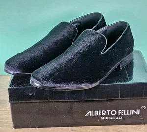 Alberto Fellini elegante Schuhe Herren 11 schwarz Samt Halbschuh Sparko Slipper formell  - Bild 1 von 6