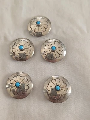 Designer Southwest Concho Buttons Covers Size 3/4" - Inlay Stone - 5pc Set - Image 1 of 4