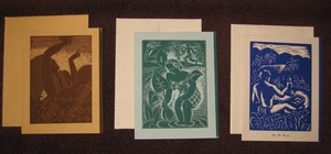 HAWAIIAN NOS CHRISTMAS CARDS, UNUSED 1950'S  LINOCUT PRINTS,  AWESOME FRAMED - Picture 1 of 11