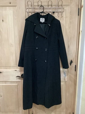 Anne Klein Women's Hooded Double-Breasted Maxi Coat Charcoal Size 12 NWT  - Image 1 of 4