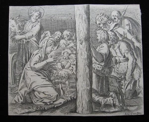 Annibale Carracci: Adoration of the Shepherds 1606/Adoration Shepherds Print Etching - Picture 1 of 5