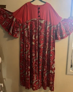 Peggy Lou Vintage Dress Plus Size 3XL Red Floral Long Length Dress Zipper Back - Picture 1 of 18