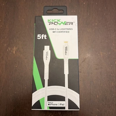 Kick Power USB-C To Lightning MFI Certified 5ft Charge Cord  Apple NIP - Image 1 of 3