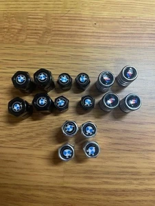 16x Tire Valve Stem Covers Caps for BMW Vehicles, Silver and Black - Picture 1 of 1