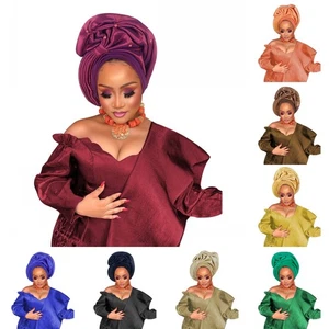 Africa Turban Cap Muslim Diamond Headtie Geles Wedding Party Head Wraps Headwear - Picture 1 of 41