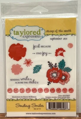 Difícil de encontrar Taylored Expressions Sending Smiles juego de sellos de goma Nancy McKinney SOTM07 Foto 1 de 3