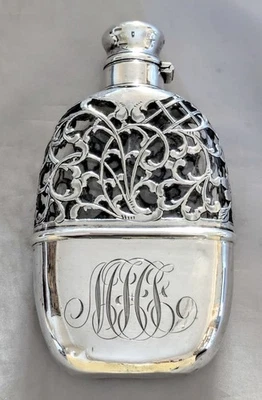 Flasque à Alcool Argent Massif Et Vermeil Poincon Sterling - Photo 1/4