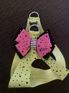 Susan Lanci Custom Step-in Geschirr mit doppelter Jugendstil Schleife in schwarz & rosa Saphir - Bild 1 von 5