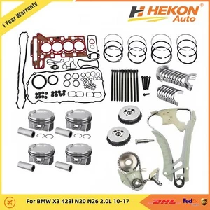 Engine Rebuild Gasket Kit Timing Chain Piston For BMW X3 428i N20 N26 2.0L 10-17 - Picture 1 of 17