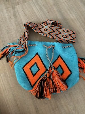 Bolso Bandolera Wayuu Mochila Colombiano Tejido Boho Multicolor Neón Foto 1 de 4
