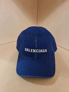 BALENCIAGA Blue Distressed Baseball Cap Hat Adjustable NWOT RARE COLOR!!! - Picture 1 of 4